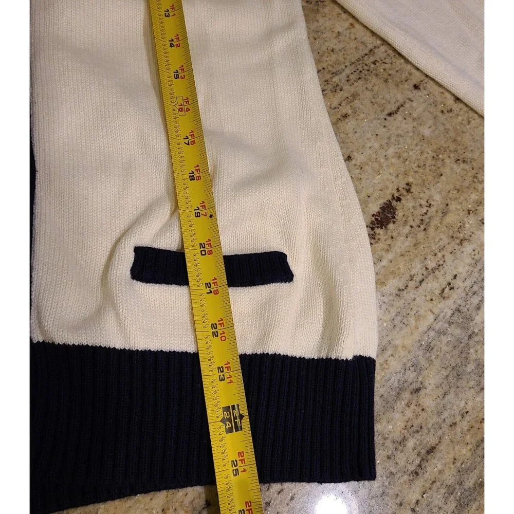 Tommy Hilfiger Womens Size M Cardigan Sweater Button Front Cream Blue - Picture 6 of 12